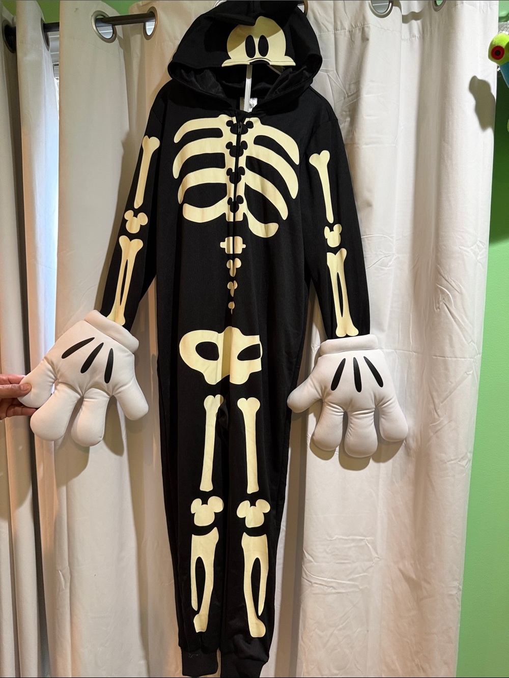 Kids Black Skeleton One-Piece Costume with Glow Bone Print
